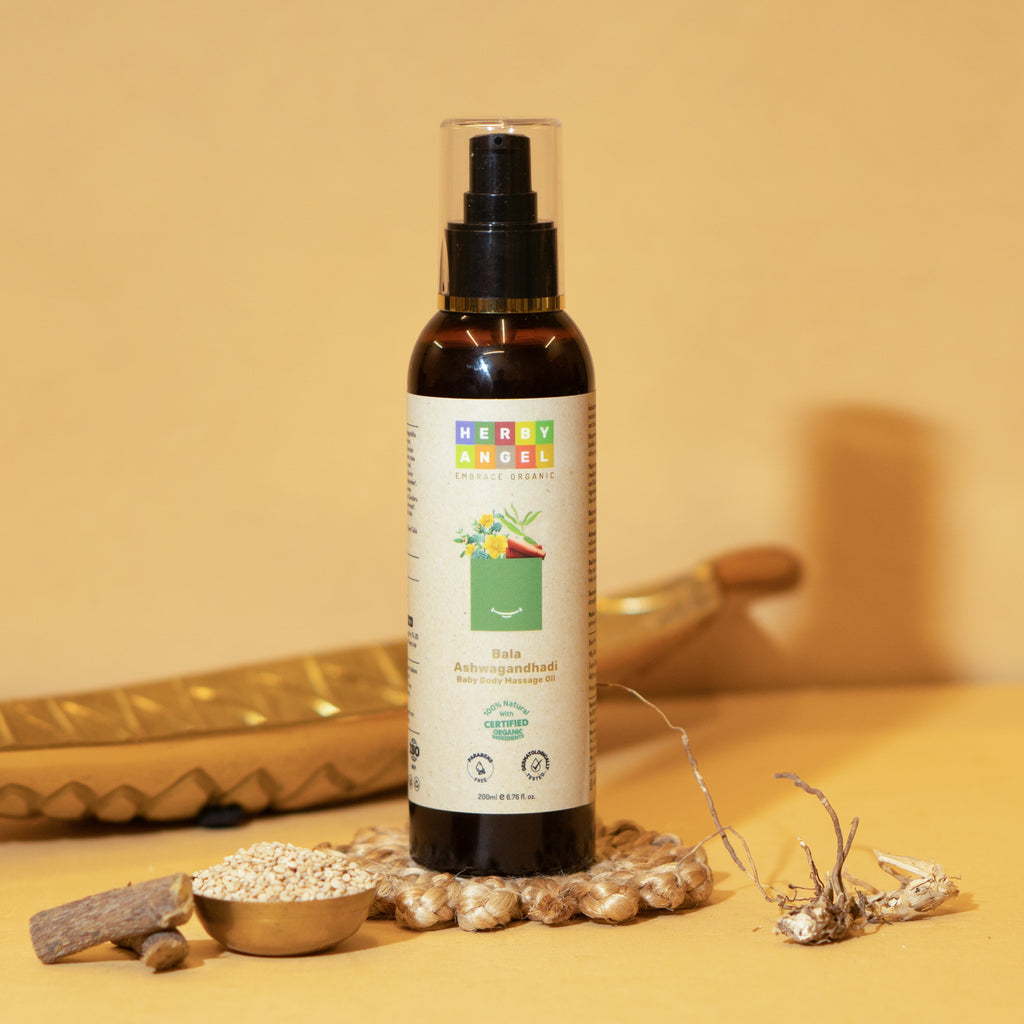 Benefits of Abhyanga with Bala Ashwagandhadi oil in babies